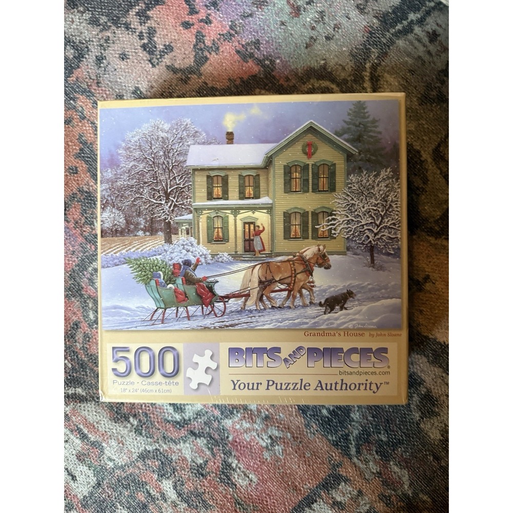 Family Sleigh Ride 500 Piece Puzzle John Sloane Winter Holiday Bits & Pieces New